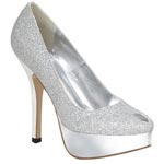 Lava Shoes Womens Britney Silver Glitter Platforms Prom and Evening Shoes