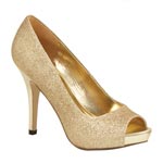 Lava Shoes Womens Mylie Gold Glitter Peep/Open Toe Prom and Evening Shoes