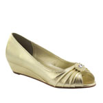 Dyeables Womens Anette Gold Satin Pumps Wedding Shoes
