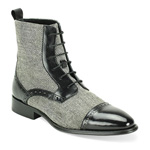 Giovanni Mens 6485 Black Tweed Boot Dress Shoes
