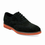 Giovanni Mens 6597 Black Suede Wingtip Dress Shoes