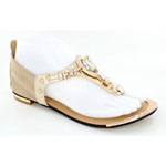 Helens Heart Womens CFW-1357 Gold Synthetic Sandals Casual Shoes
