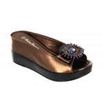 Helens Heart Womens CFW-8127-17 Bronze Beaded Sandals Casual Shoes