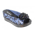 Helens Heart Womens CFW-8127-19 BlueLeopard Beaded Sandals Casual Shoes