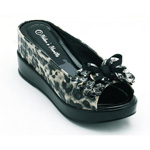 Helens Heart Womens CFW-8127-22 BlackLeopard Beaded Sandals Prom and Evening Shoes
