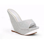 Helens Heart Womens FS-5223-35 Silver Beaded Wedge Prom and Evening Shoes