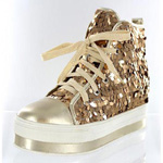 Helens Heart Womens FS-908-101 Gold Synthetic Sneakers Casual Shoes