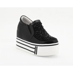 Helens Heart Womens FS-913-23 Black Beaded Sneakers Casual Shoes