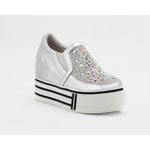 Helens Heart Womens FS-913-23 Silver Beaded Sneakers Casual Shoes