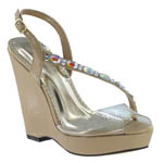 Johnathan Kayne Womens Wedge Taupe Synthetic Sandals Pageant Shoes