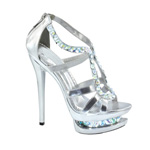 Johnathan Kayne Womens Glamazon Silver Beaded Platforms Prom and Evening Shoes