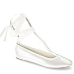 Touch Ups Womens Beth White Satin Ballet Wedding Shoes