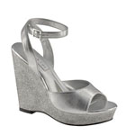 Touch Ups Womens Viviana Silver Glitter Wedge Prom and Evening Shoes