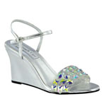 Touch Ups Womens Norma Silver Beaded Wedge Prom and Evening Shoes