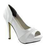 Touch Ups Womens Emmy White Satin Platforms Prom and Evening Shoes