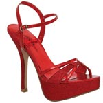 Lava Shoes Womens Prevue Red Glitter Platforms Prom and Evening Shoes