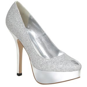 Lava Shoes Womens Britney Silver Glitter Platforms Prom and Evening Shoes