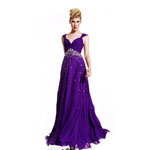 Johnathan Kayne Womens 410 Purple Beaded  Prom Dresses