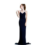 Johnathan Kayne Womens 524 Navy Chiffon  Prom Dresses