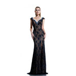 Johnathan Kayne Womens 535 Navy Lace  Prom Dresses