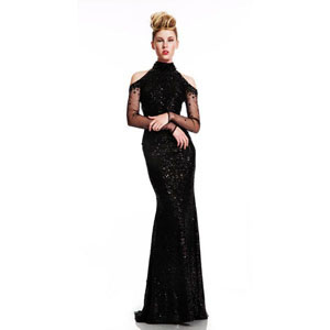 Johnathan Kayne Womens 403 Black Beaded  Prom Dresses