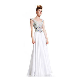 Johnathan Kayne Womens 405 White Chiffon Prom Dresses