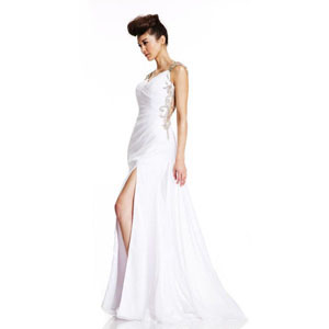Johnathan Kayne Womens 455 White Synthetic Prom Dresses