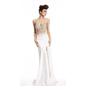 Johnathan Kayne Womens 456 White Synthetic Prom Dresses
