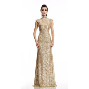 Johnathan Kayne Womens 491 Gold Synthetic Prom Dresses