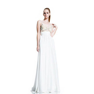 Johnathan Kayne Womens 500 White Chiffon  Prom Dresses