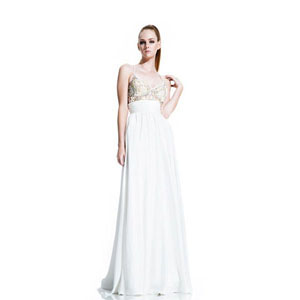 Johnathan Kayne Womens 500 White Chiffon Prom Dresses