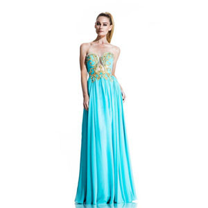 Johnathan Kayne Womens 502 AquaGold Chiffon Prom Dresses