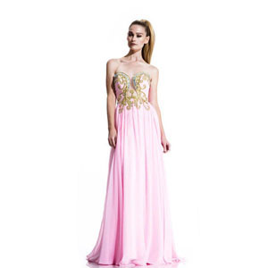 Johnathan Kayne Womens 502 PinkGold Chiffon Prom Dresses