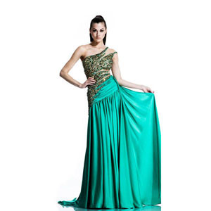 Johnathan Kayne Womens 503 Green Chiffon Prom Dresses