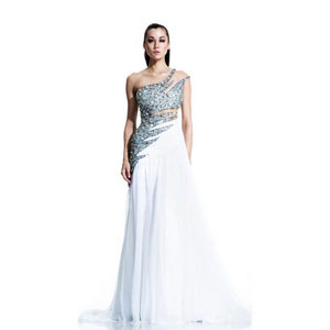 Johnathan Kayne Womens 503 White Chiffon  Prom Dresses
