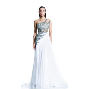 Johnathan Kayne Womens 503 White Chiffon Prom Dresses