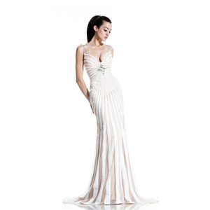 Johnathan Kayne Womens 509 IvoryNude Jersey Prom Dresses