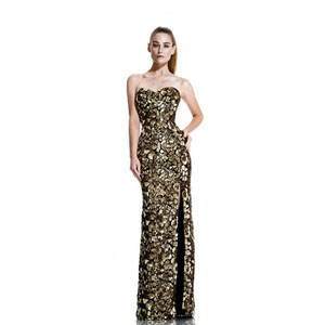 Johnathan Kayne Womens 515 GoldBlack Sequin Prom Dresses