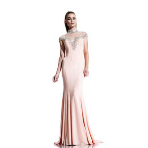 Johnathan Kayne Womens 523 Peach Jersey  Prom Dresses