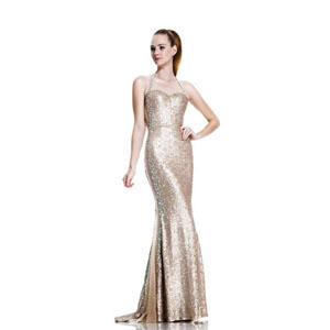 Johnathan Kayne Womens 533 Champagne Sequin Prom Dresses
