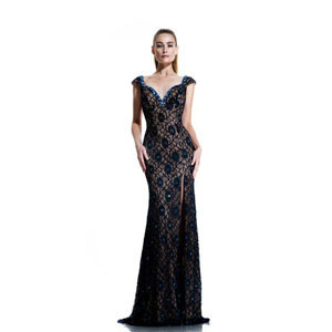 Johnathan Kayne Womens 535 Navy Lace Prom Dresses