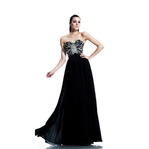 Johnathan Kayne Womens 548 Black Chiffon Prom Dresses