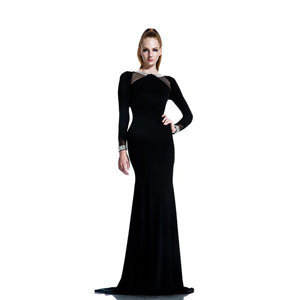 Johnathan Kayne Womens 559 Black Jersey  Prom Dresses