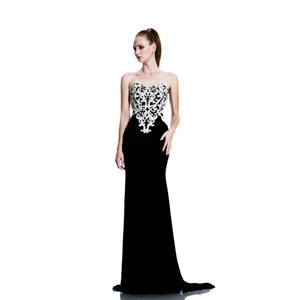 Johnathan Kayne Womens 561 BlackIvory Velvet Prom Dresses