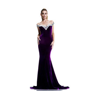Johnathan Kayne Womens 567 Purple Velvet Prom Dresses