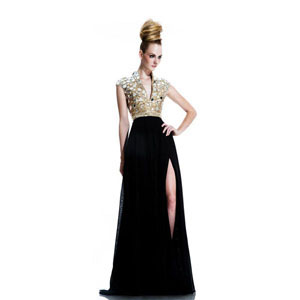 Johnathan Kayne Womens 578 GoldBlack Sequin Prom Dresses