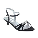 Dyeables Womens Penelope Black Satin Sandals Prom and Evening Shoes