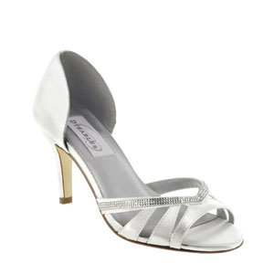 Dyeables Womens Quinn White Satin Sandals Wedding Shoes