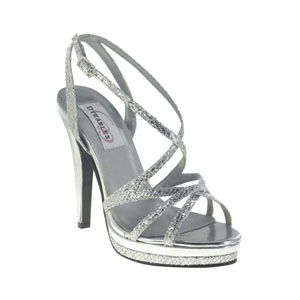 Dyeables Womens Bryce Silver Glitter Glitter Platforms Prom and Evening Shoes
