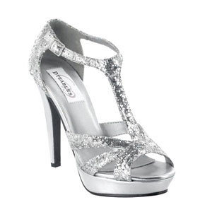 Dyeables Womens Samara Silver Glitter Glitter Platforms Prom and Evening Shoes